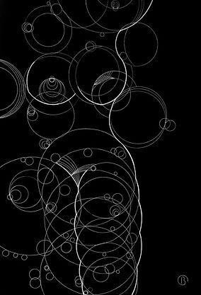 Graphic drawing of a nude female made with circles by Christine Barone