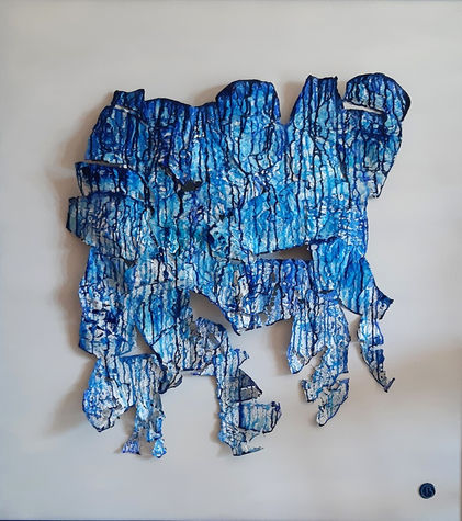 oeuvre d'art contemporaine bleue par christine barone