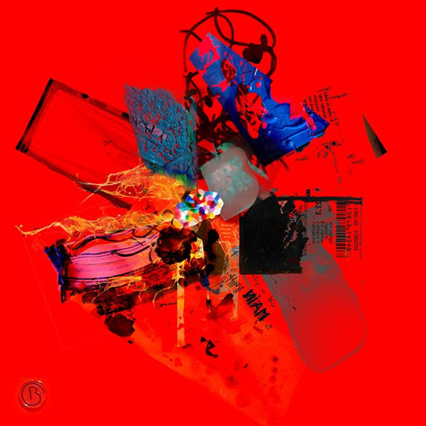 oeuvre numérique rouge assemblage contemporain christine barone