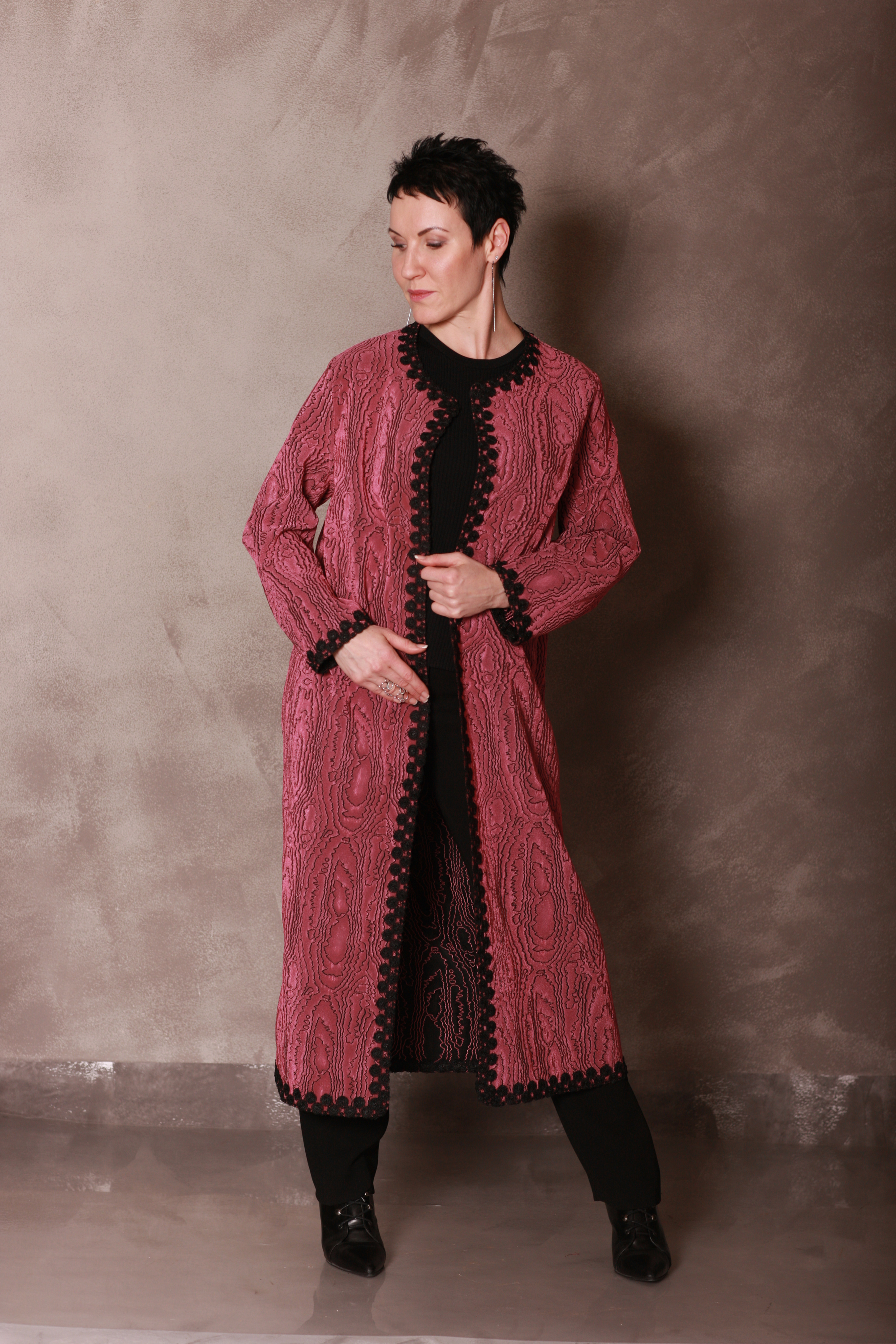 MIRA - Double faced black/pink summer coat