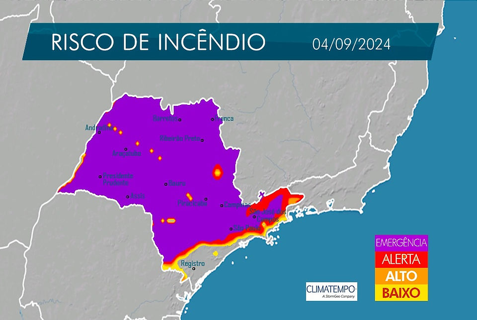 Indicativo de incêndios: Nível máximo de severidade para os próximos dias  