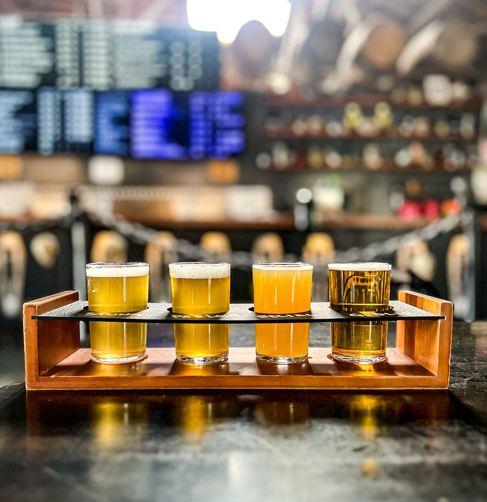 Craft beer tasting flight at Ghost Town Brewing in Oakland California