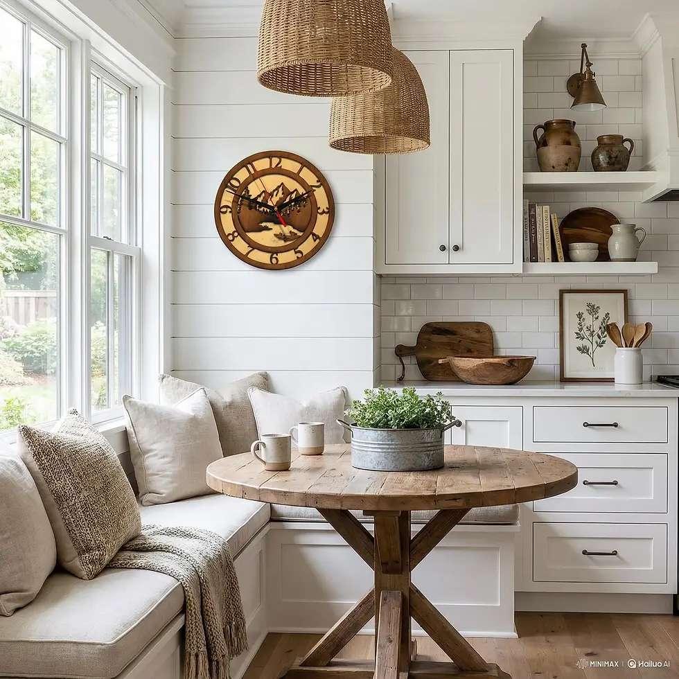 Thumbnail: Mountain Forest Wooden Wall Clock | Rustic Personalized Wood Clock | Cabin Décor