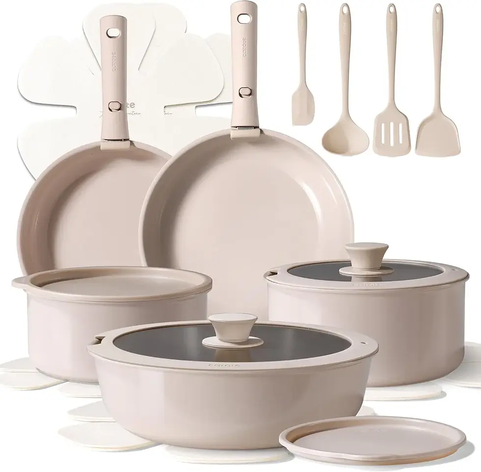 CAROTE cream colored ceramic cookware