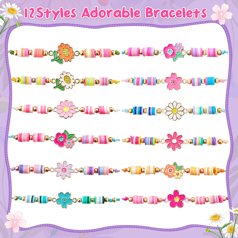 Thumbnail: KELENO 12 Pcs Kids Bracelet for Girls Toddler Jewelry Groovy Flower