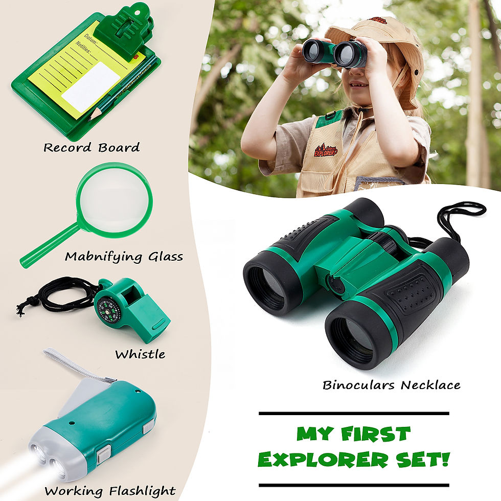 Thumbnail: 17Pcs Kids Explorer Kit Outdoor Adventure with Costume Cargo Vest and Hat, Binoc