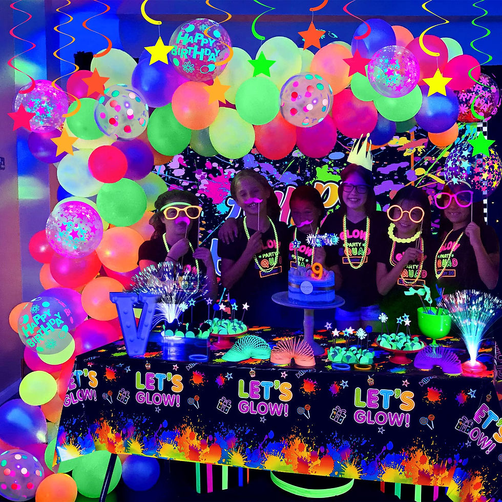 Thumbnail: Latocos Glühen Neon Partyzubehör Schwarzlicht Punkt Stern Folienballons Bogengir
