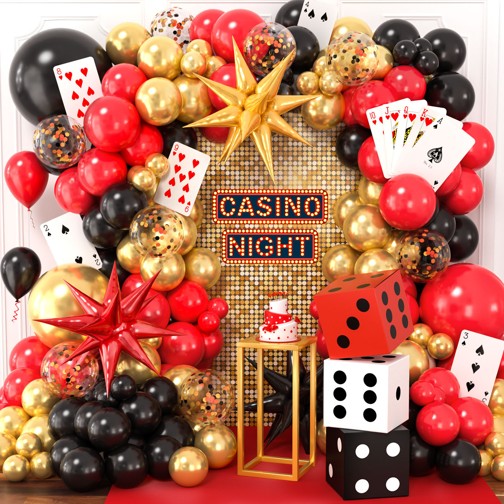 SNLN 132Pcs Casino Theme Party Decorations