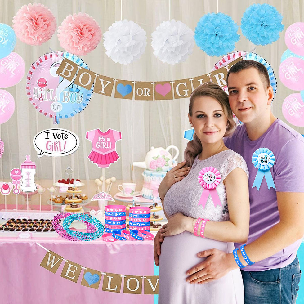 Thumbnail: 104Pcs Baby Jeu Révélation de Genre Party Rose Bleu Bracelets en Silicone Team B