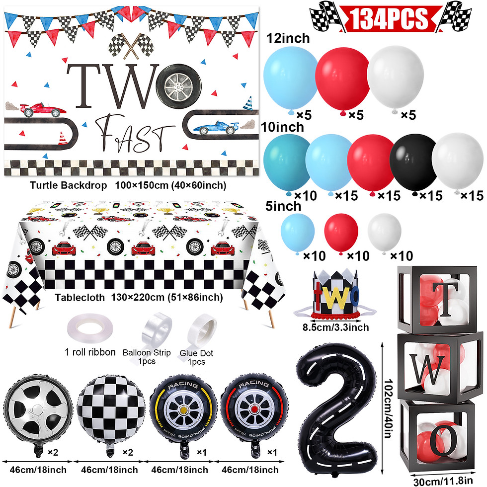 Thumbnail: KELENO 134 Two Fast Birthday Decorations