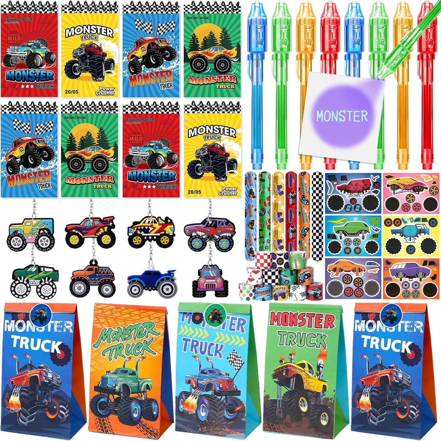 Monster truck party favors for children's birthdays 6 7 8 9 10 years
