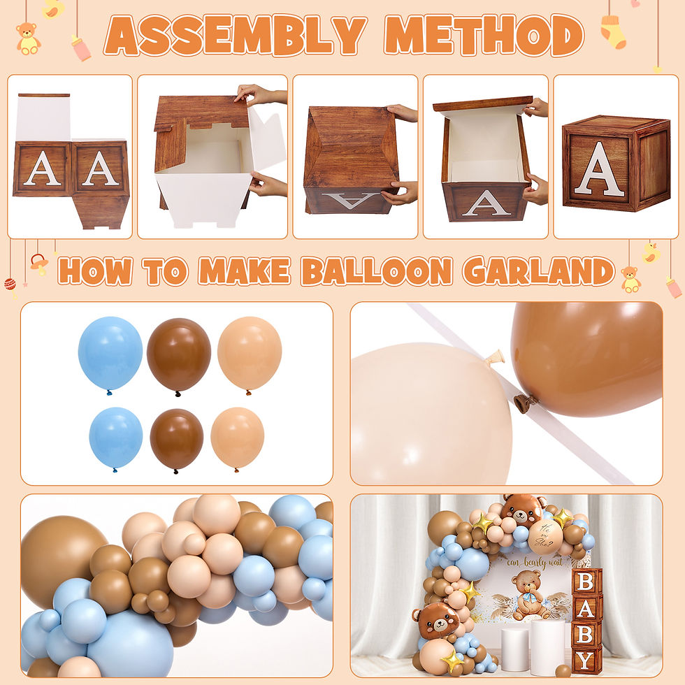 Thumbnail: KELENO 117 Teddy Bear Baby Shower Decorations for Boy