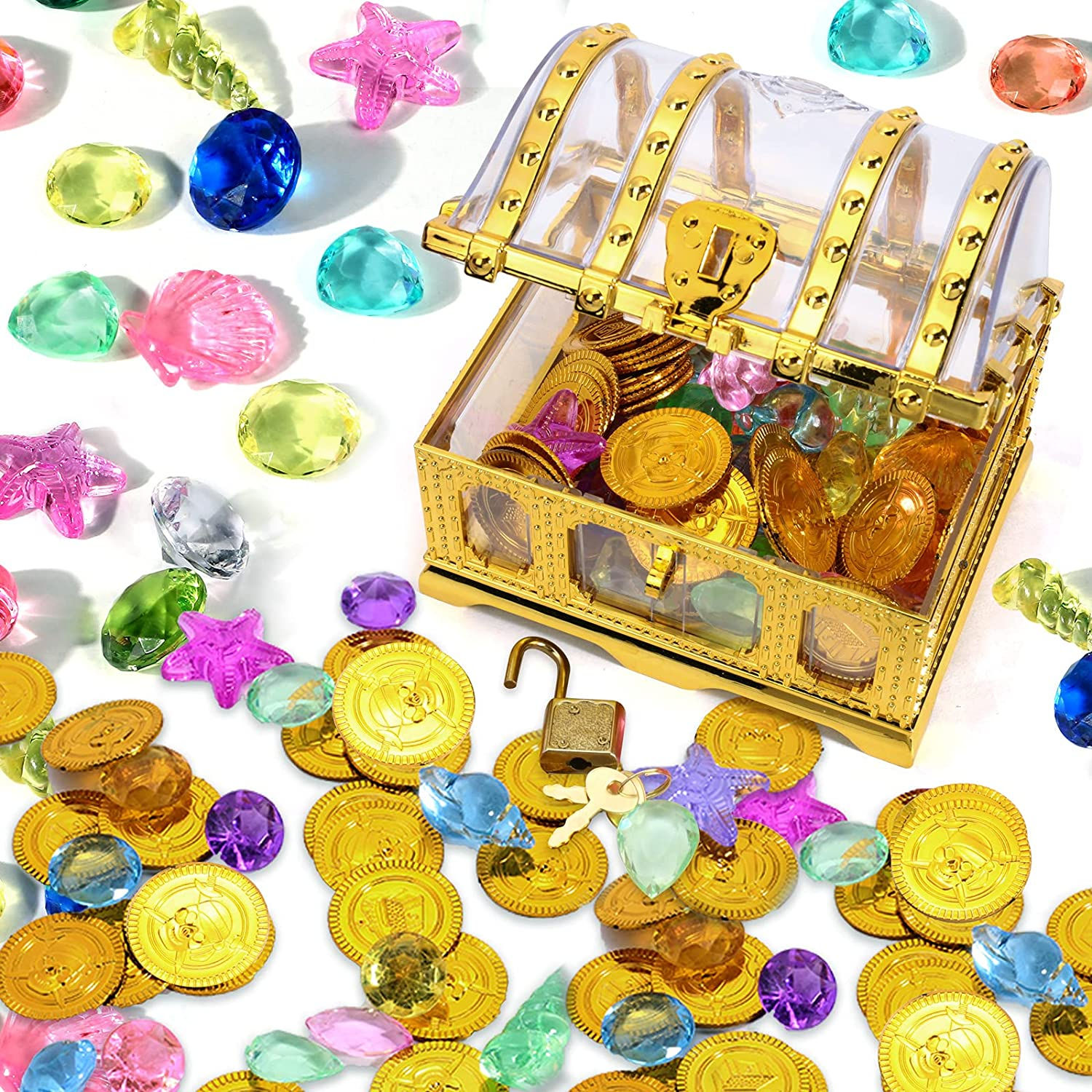 56 Pcs Diving Gems and Coins Pool Toys