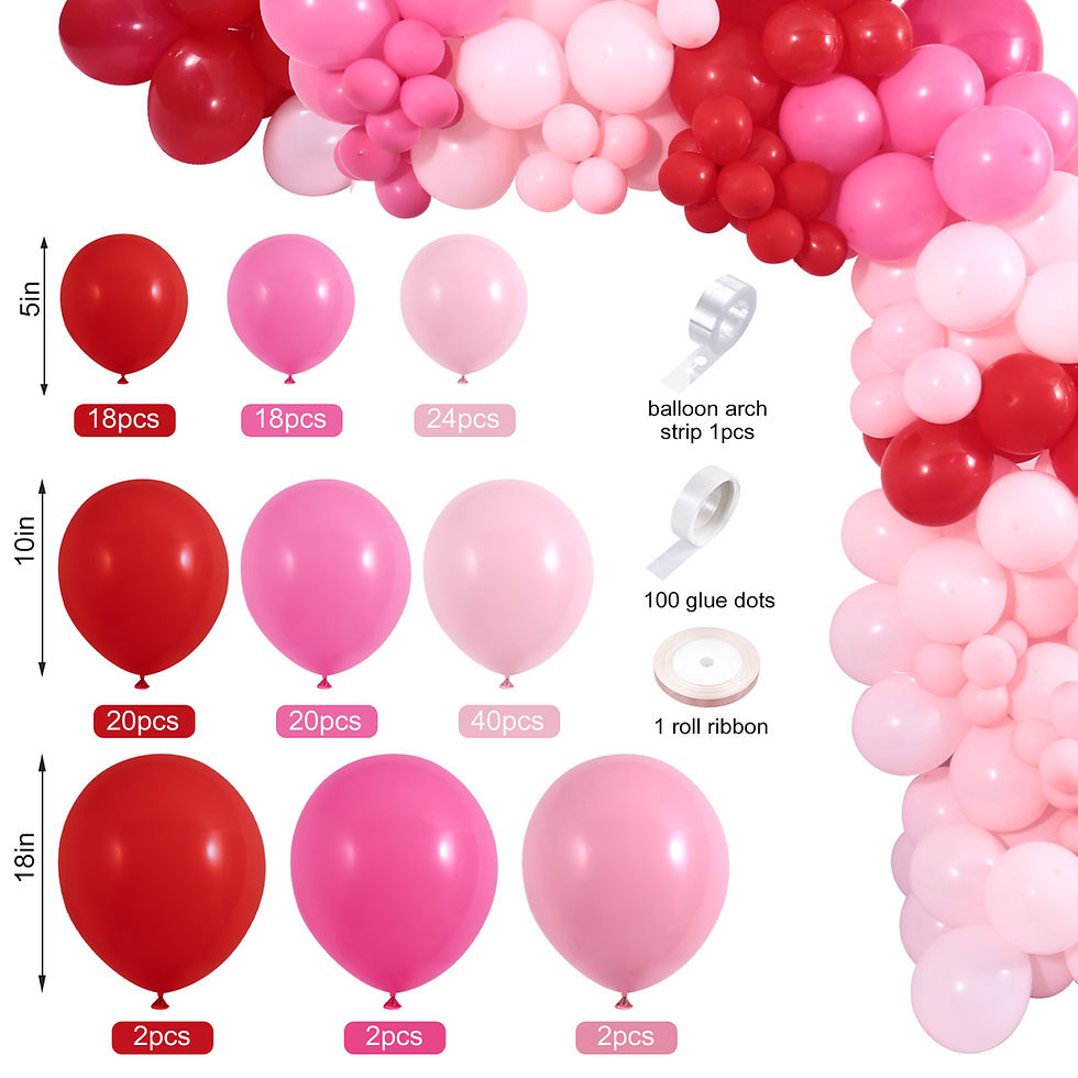 Thumbnail: Winrayk 150Pcs Valentine's Day Balloon Garland Arch Kit Pink Red Rose Red Balloo