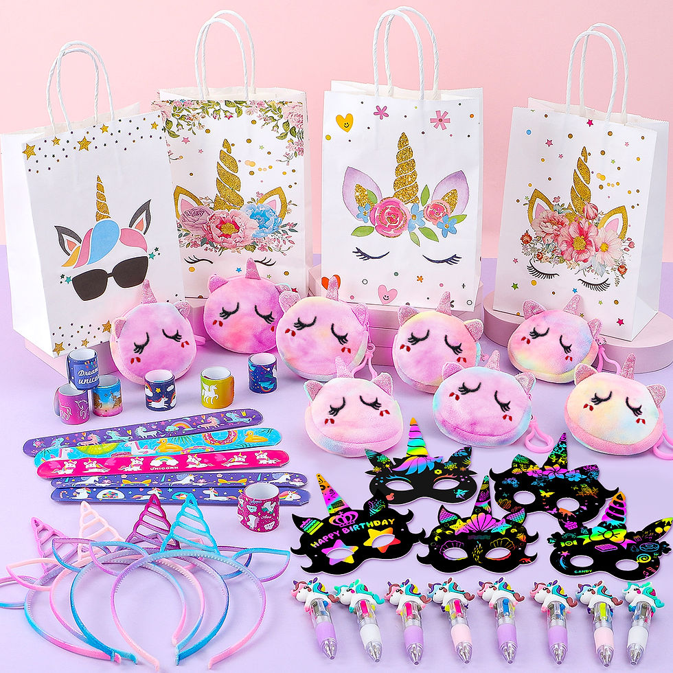 Thumbnail: Toyssa Unicorn Party Favors for Girls - 4 in 1 Gift Bag Set with Purse