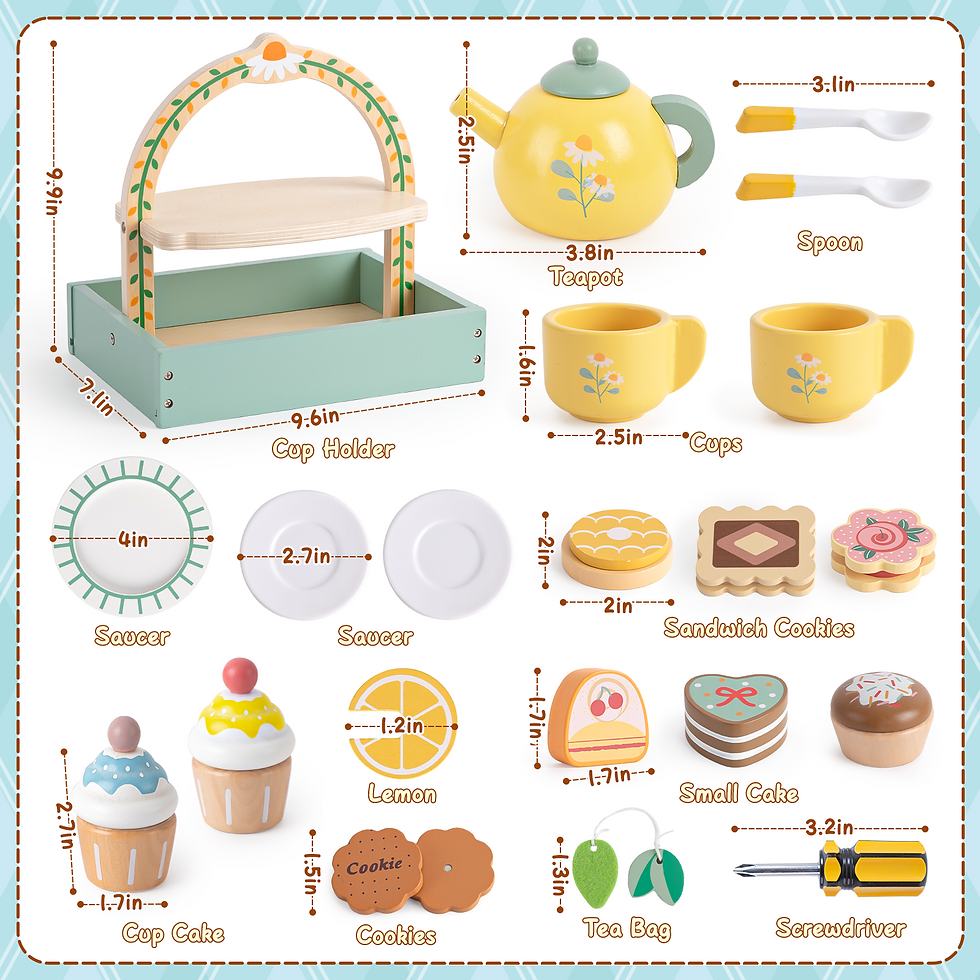 Thumbnail: Toyssa Wooden Tea Party Set for Little Girls Toys Toddler Tea Set
