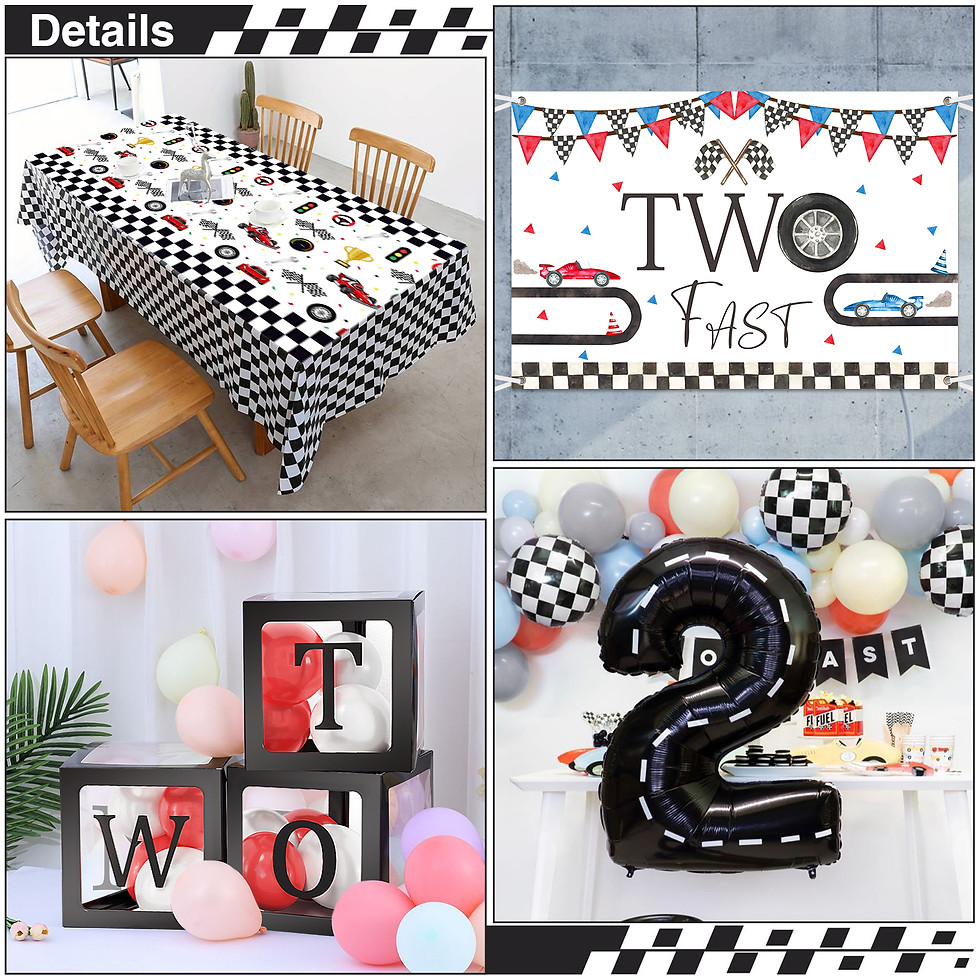 Thumbnail: KELENO 134 Two Fast Birthday Decorations