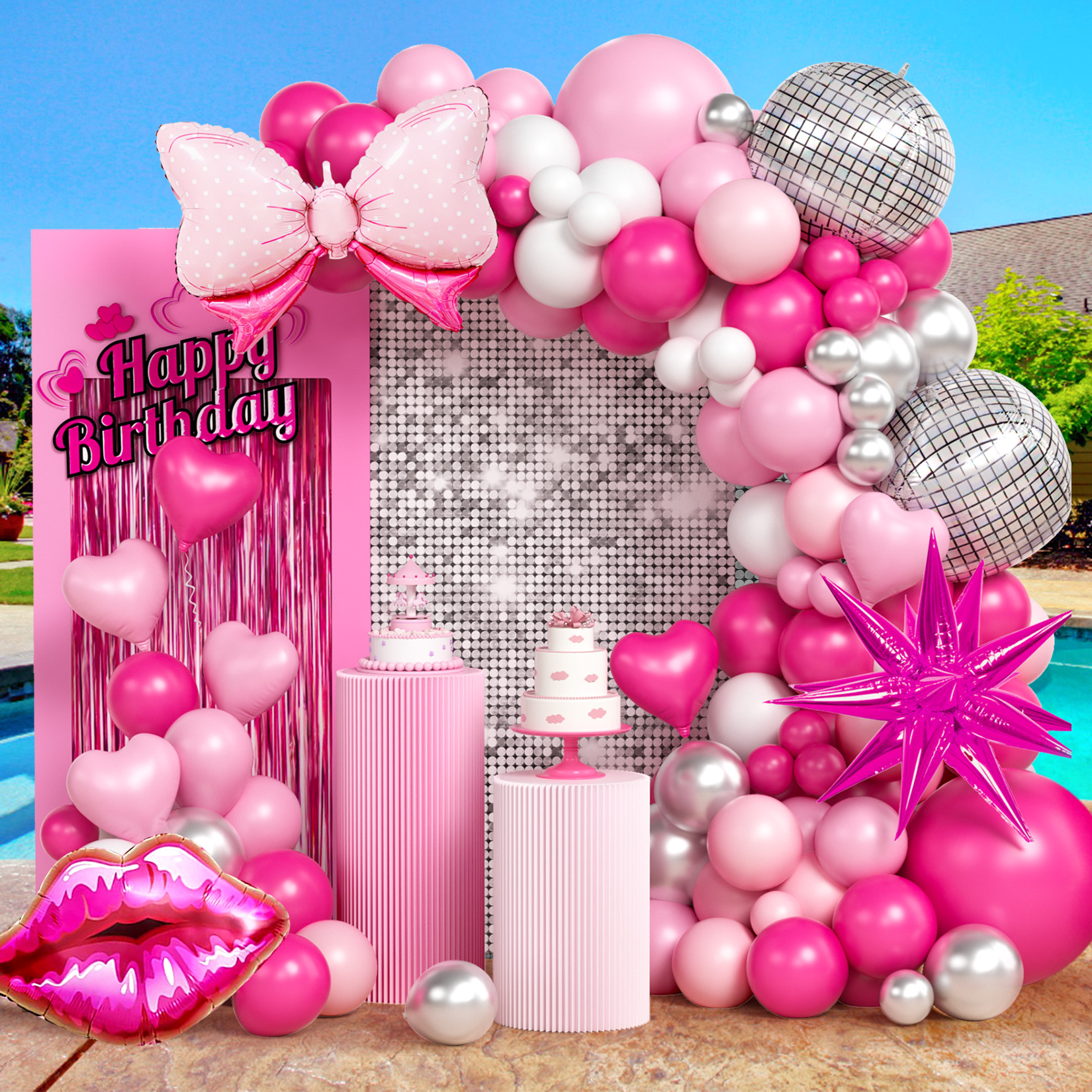 KELENO 121 Hot Pink Party Decorations