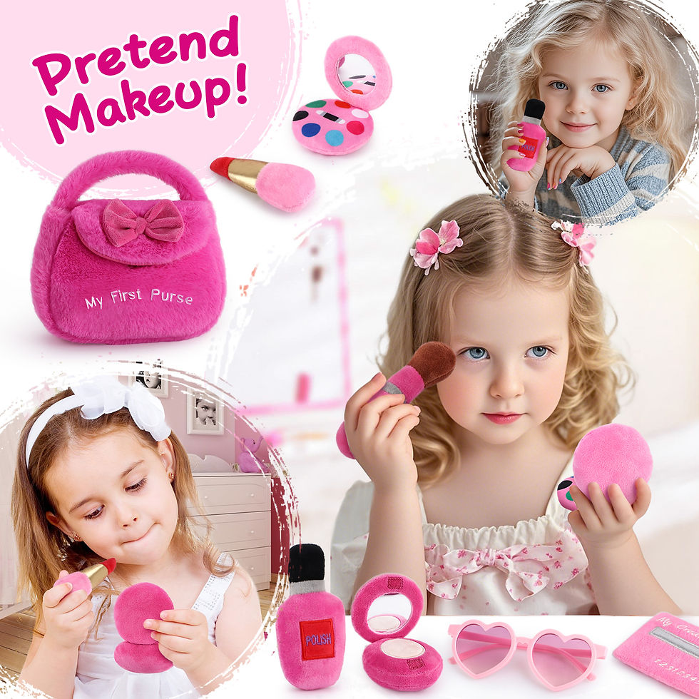 Thumbnail: Golray Plush Toddler Purse Baby Girl Pretend Play Toy - 10 Pcs My First Purse
