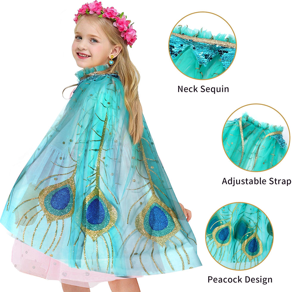 Thumbnail: Latocos 8Pcs Princess Cape Girls Princess Cloak with Tiara Crown for Little Girl