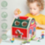 Thumbnail: Atoylink Wooden Farm Toys for Toddlers 1 2 3 Year Old Take Along Sorting Barn