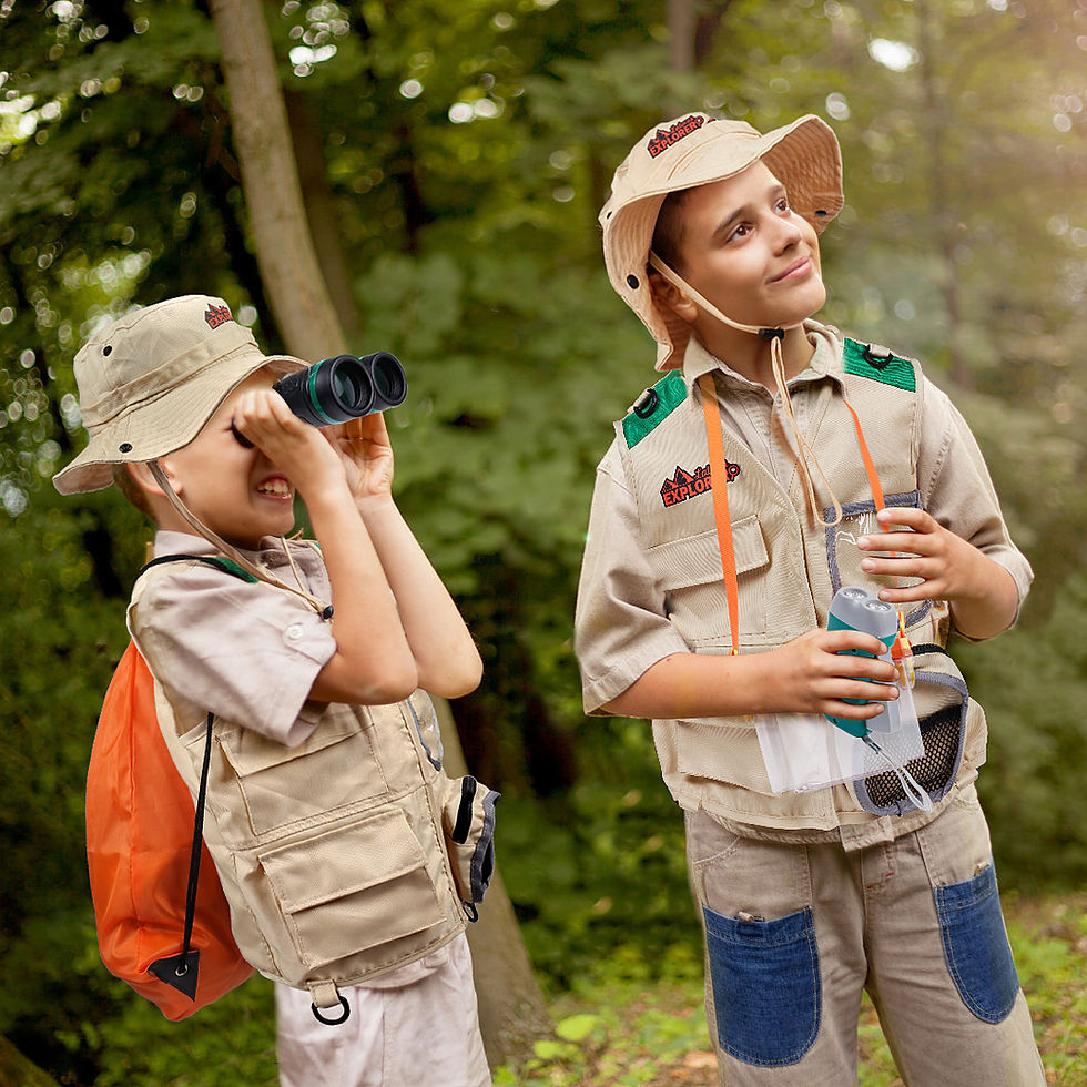Thumbnail: 17Pcs Kids Explorer Kit Outdoor Adventure with Costume Cargo Vest and Hat, Binoc