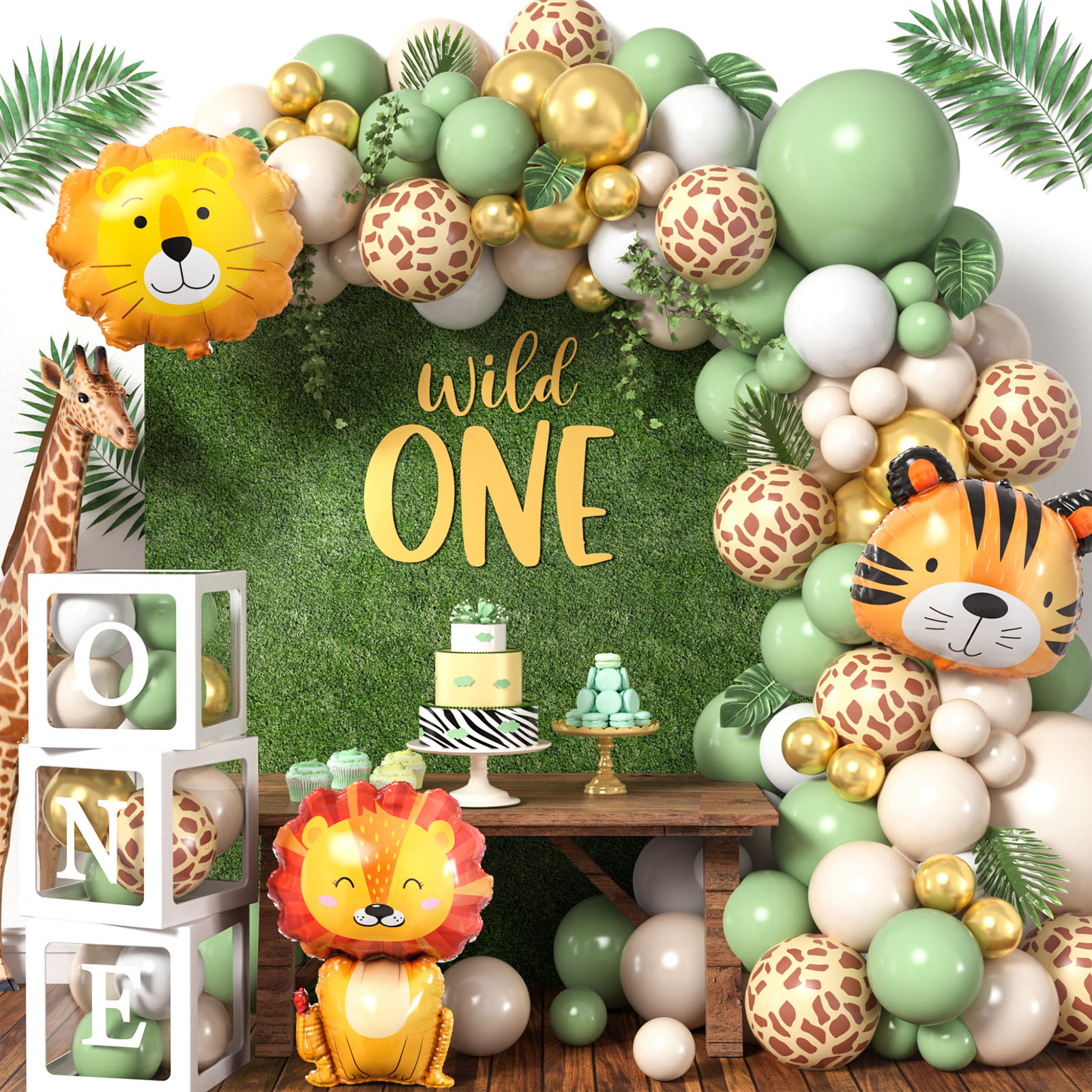 Jungle Safari Decoration 1st Birthday Boy Girl Wild One Birthday Decoration