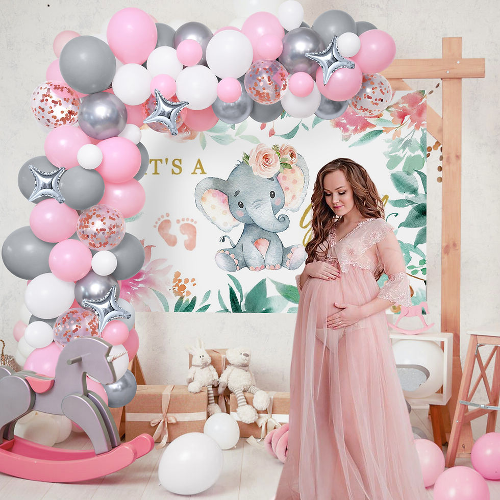 Thumbnail: Winrayk Elephant Baby Shower Decorations for Girl Pink Elephant Balloon Garland