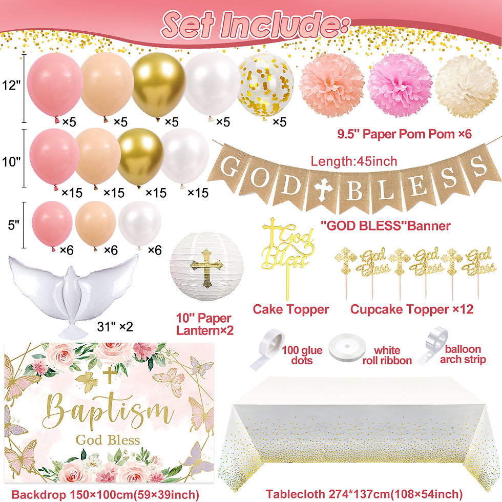 Thumbnail: KELENO 132 Baptism Decorations for Girls