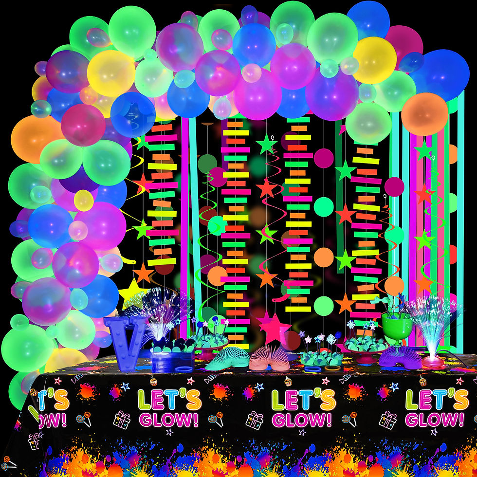 Thumbnail: Winrayk Neon Party Decorations Glow in the Dark Party Supplies, Neon Balloon Arc