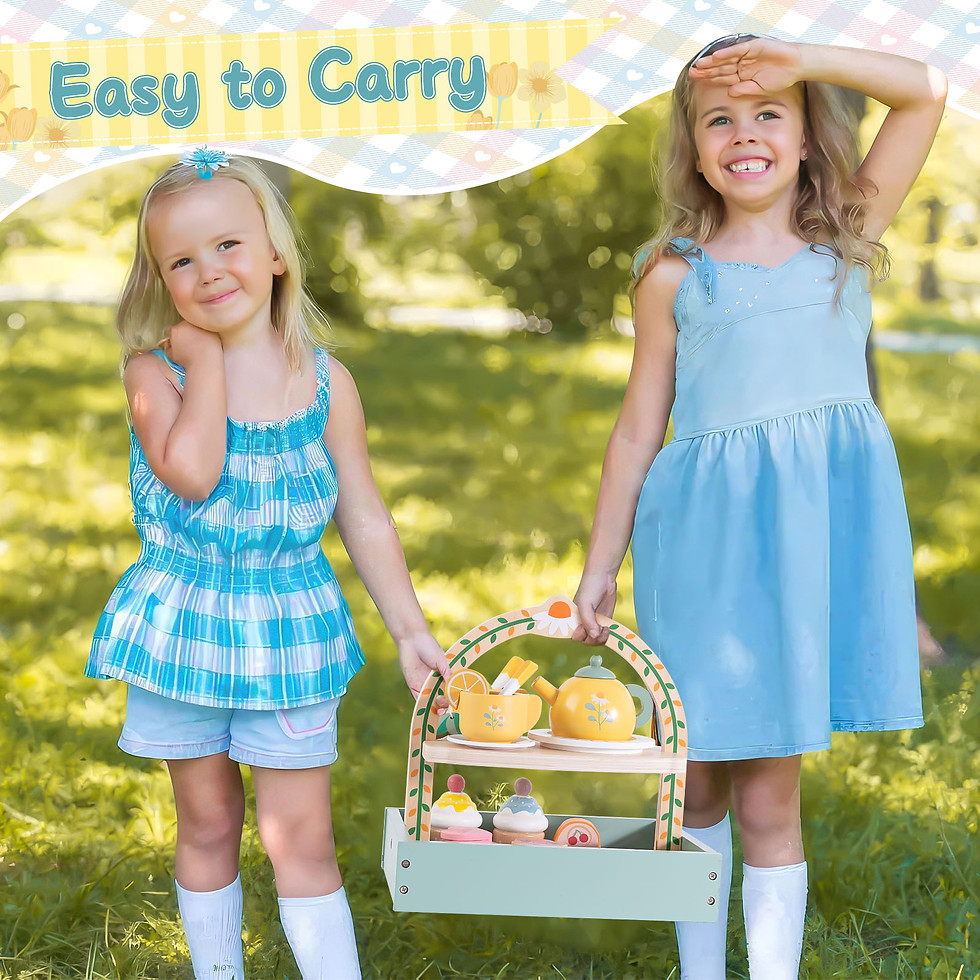 Thumbnail: Toyssa Wooden Tea Party Set for Little Girls Toys Toddler Tea Set