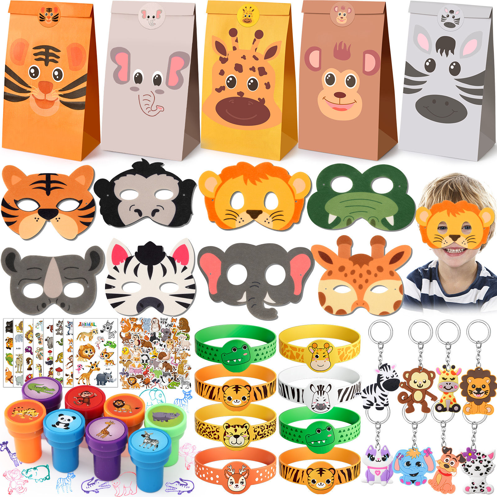 Tacobear 98Stk Dschungel Tiere Mitgebsel Kindergeburtstag Set