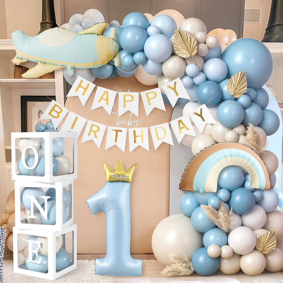 Thumbnail: 1st Birthday Decorations for Boys | Retro Blue Balloon Arch Kit ONE Box