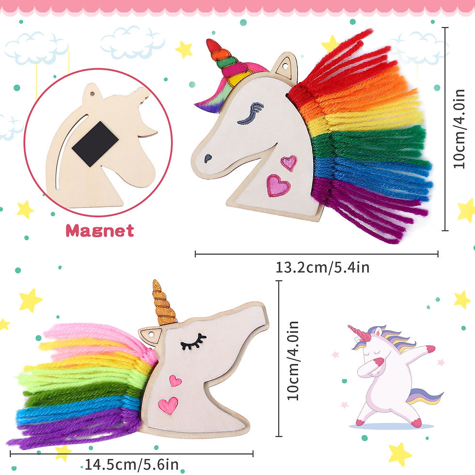 Thumbnail: Latocos 12Set Einhorn Bastelset Kit Kinder DIY Holz Kühlschrankmagnet Kreativ Be