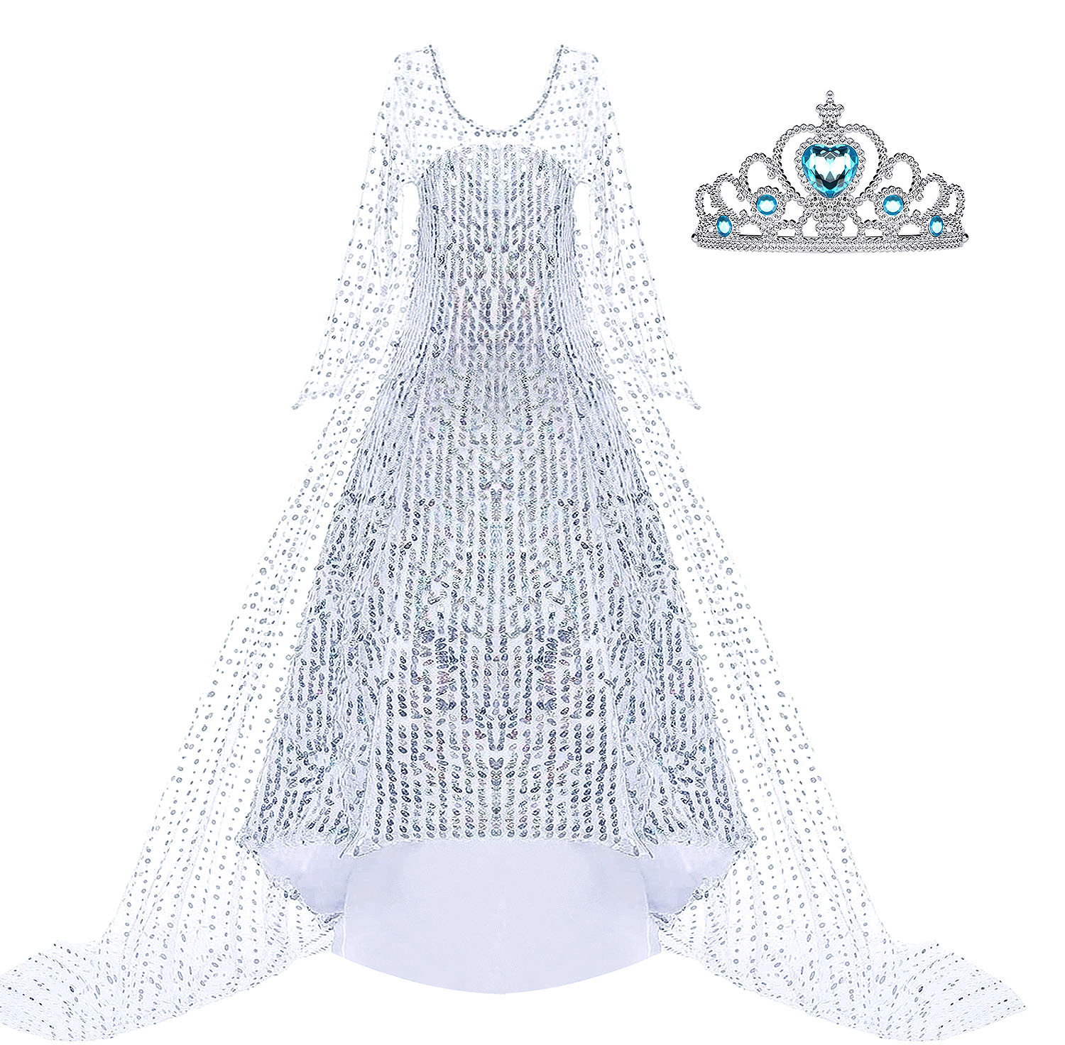 Toyssa Girls Elsa Dress Frozen 2 Princess Costume Sequin Cosplay Halloween Dress