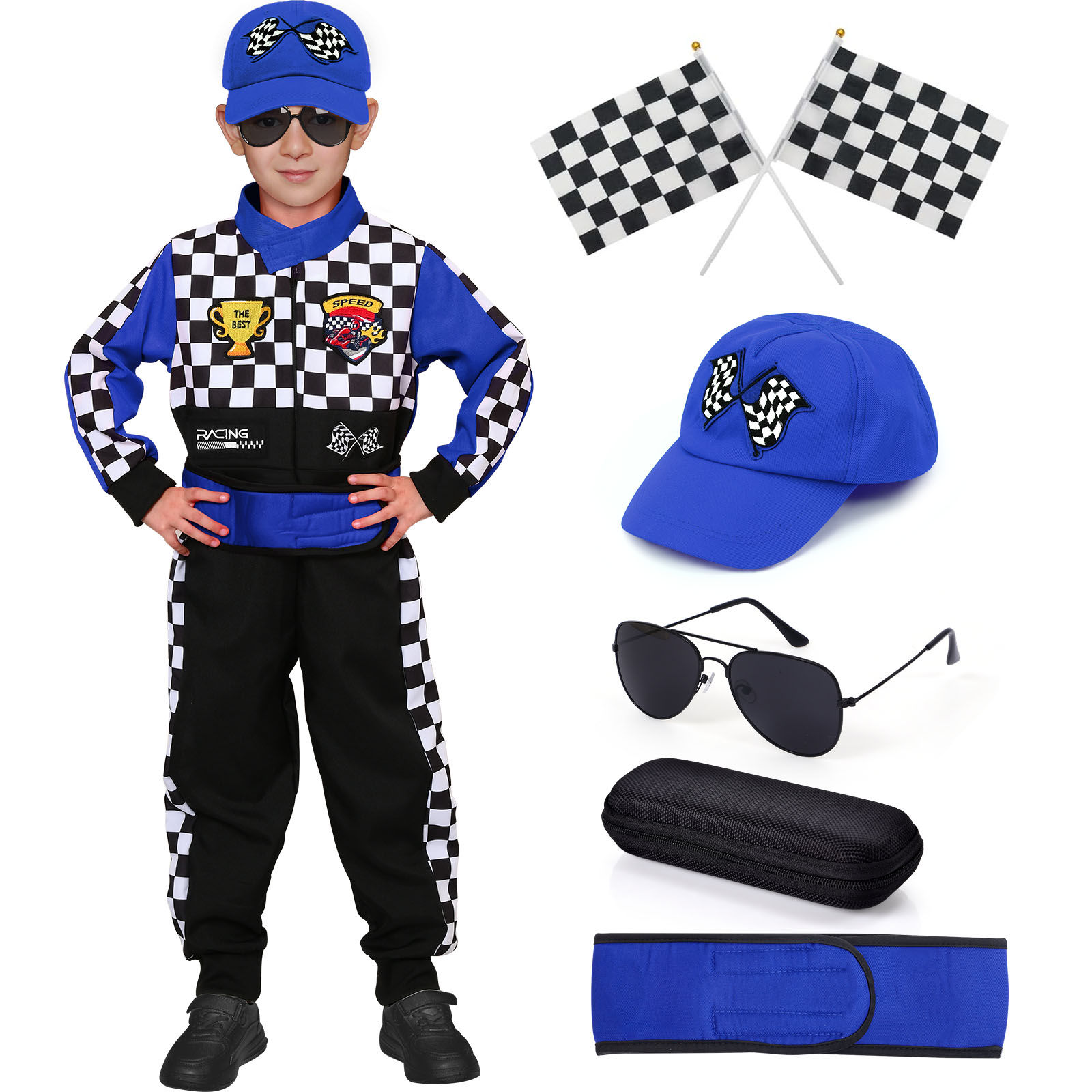 Latocos Kids Race Car Driver Costume Boys Girls Racer Jumpsuit With Car Cap Sung