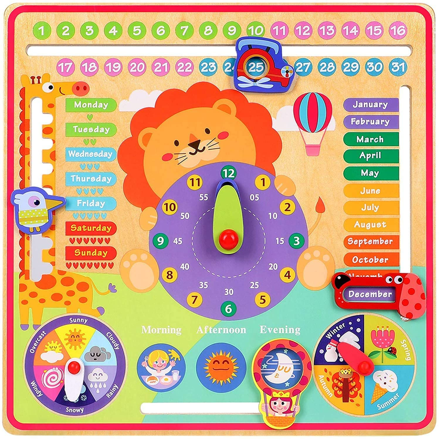 7 in 1 Learning Clock Wooden Montessori Toys