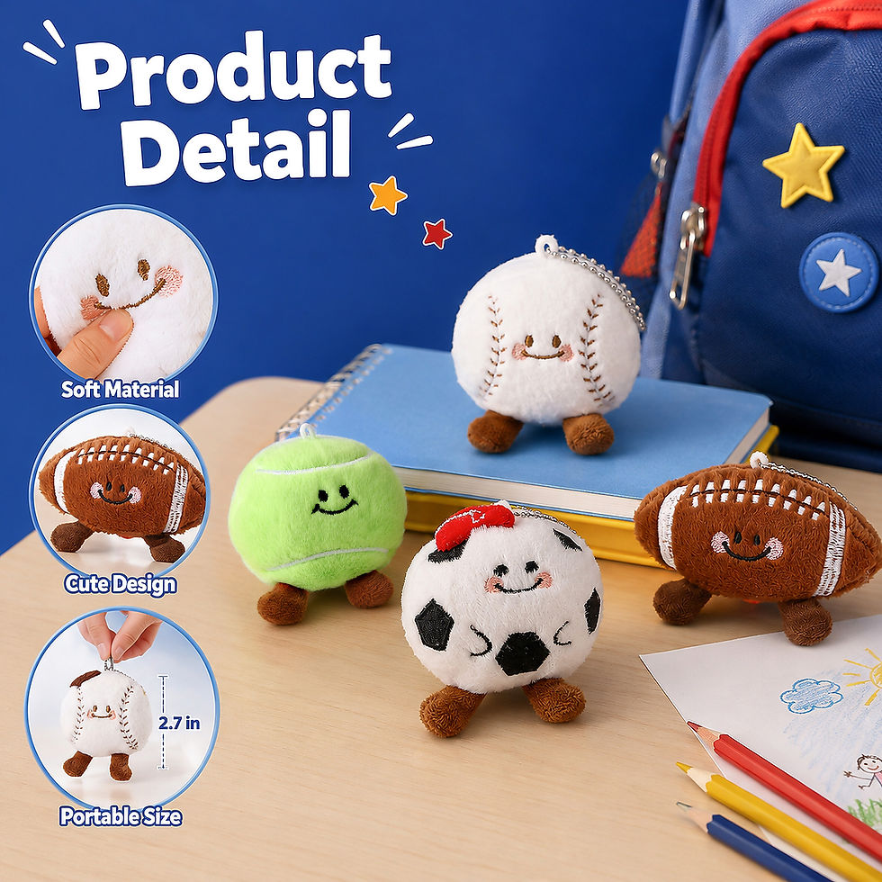 Thumbnail: SNLN 16 Pack Sports Party Favors for Kids, Sports Plush Keychain Blind Bags