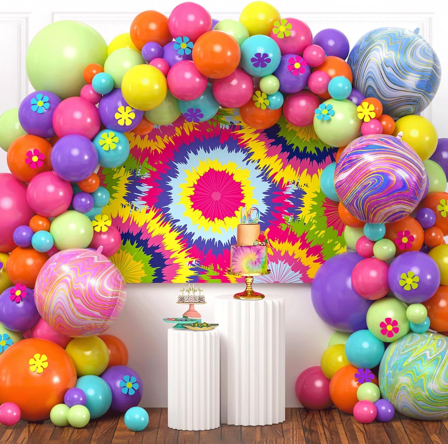 162 Pcs Tie Dye Birthday Party Decorations Supplies for Kid Teen Adult
