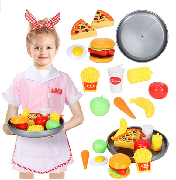Waitress Costume Girls Restaurant Diner Role Play Dress up Set with Pl
