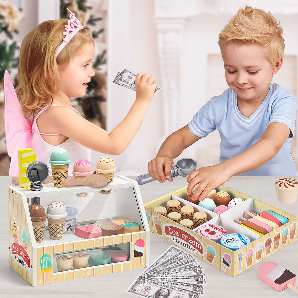 Thumbnail: Toyssa Wooden Ice Cream Toys Kids Pretend Play Store Toys for Toddlers