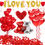 Thumbnail: Golray 40 Pack I Love You Balloons and Heart Balloons Kit with 1000 Pcs Dark-Red