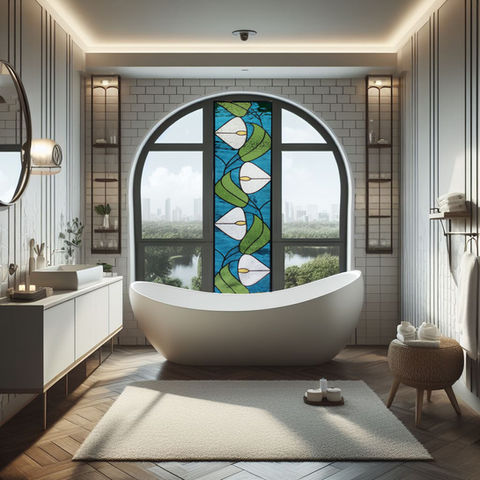 bathtub with stained glass water lilies