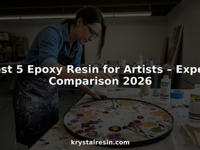 Artist pouring epoxy resin on canvas in studio