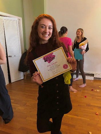 Emily Brennan with her Yoga certification