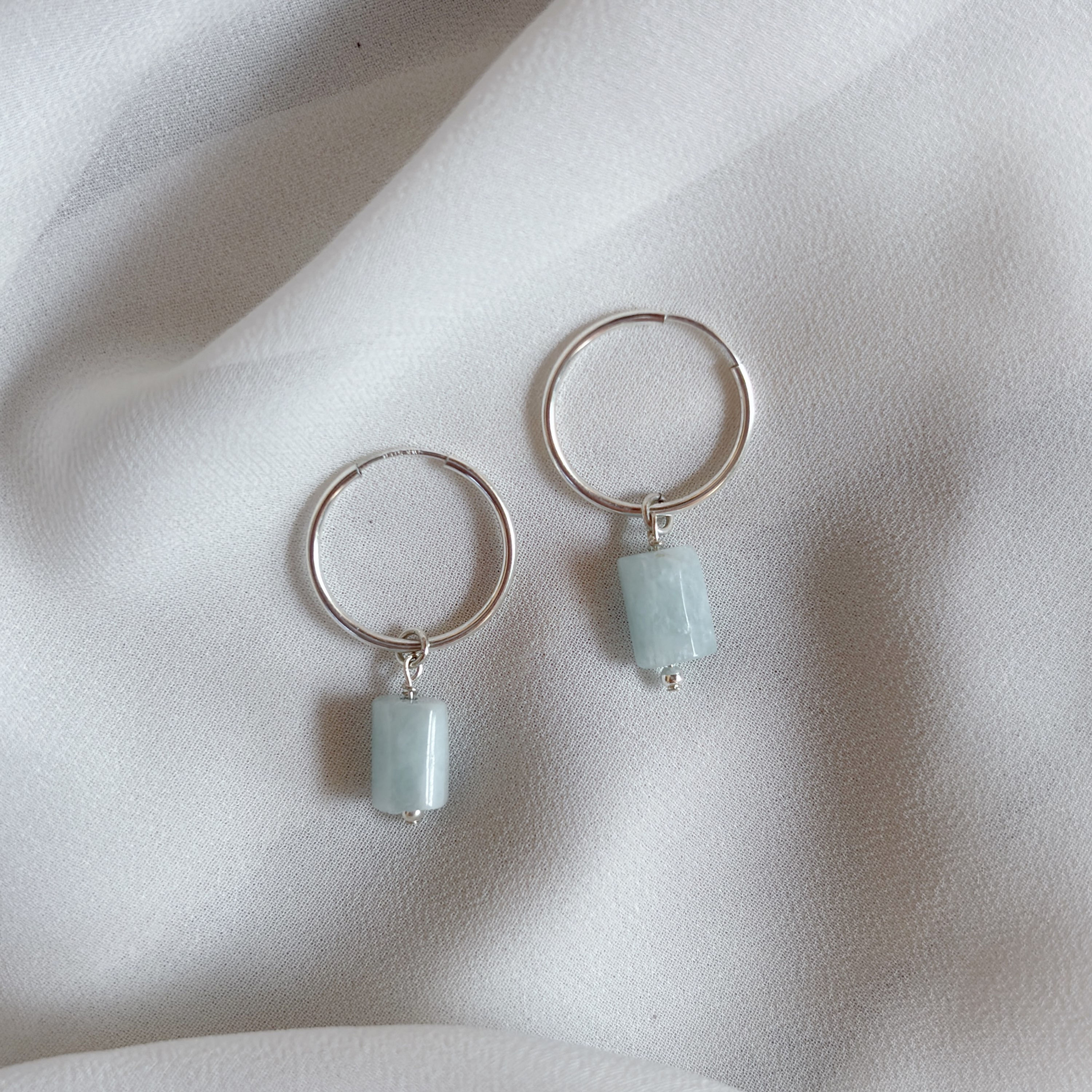 Light Blue Stone Earrings Silver