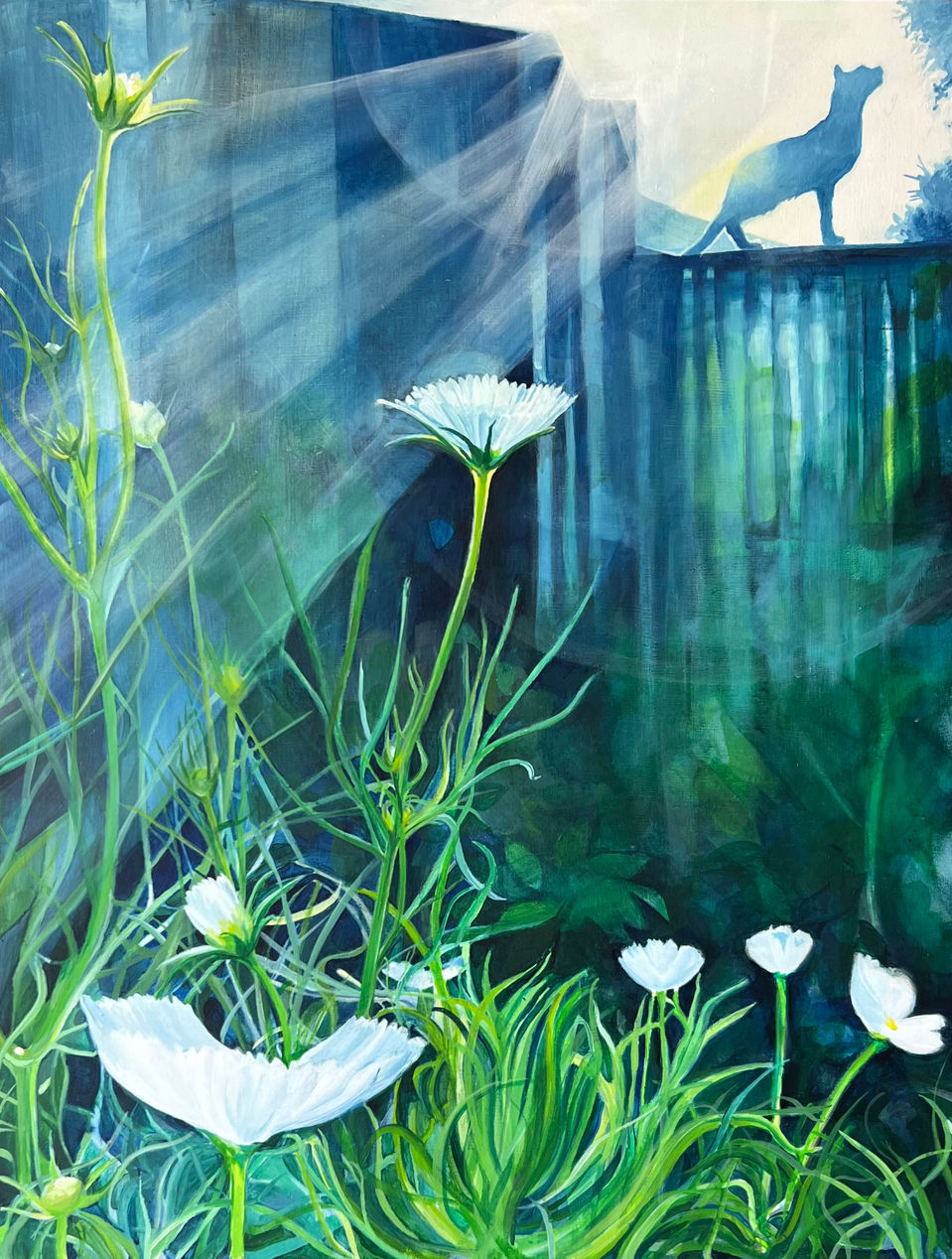 Cat in Garden Painting