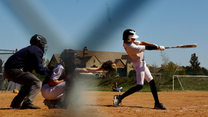 A baseball player batting
