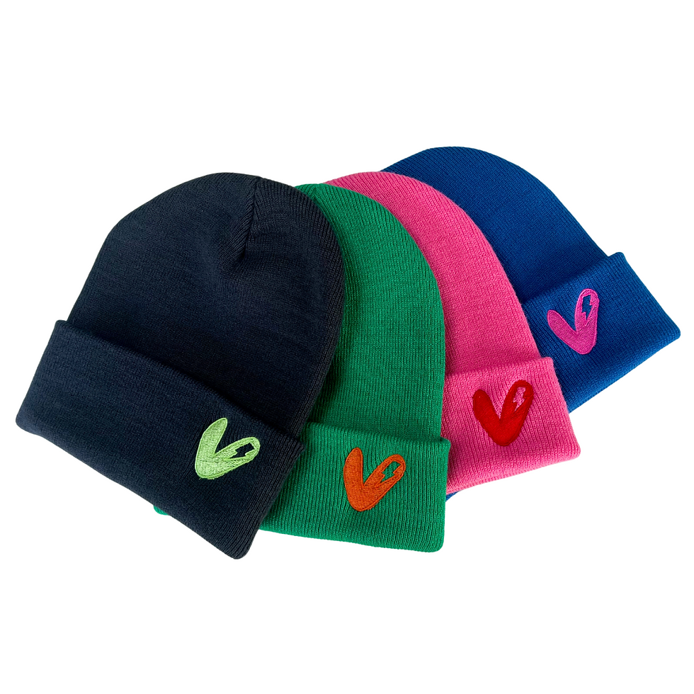 A selection of coloured beanies