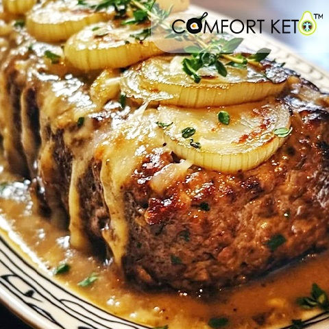 French Onion Meatloaf w. Cauli au Gratin